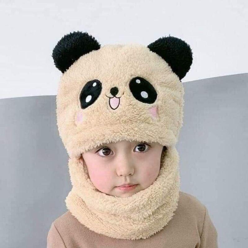 MŨ GẤU PANDA KÈM KHĂN 2IN1 DỄ THƯƠNG CHO BÉ