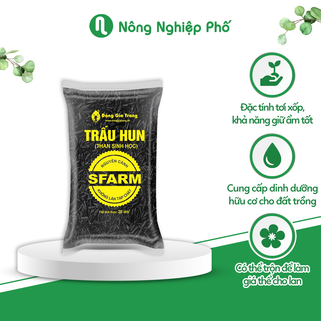 Giá Thể Trấu Hun Nguyên Cánh Sfarm Túi 5dm3