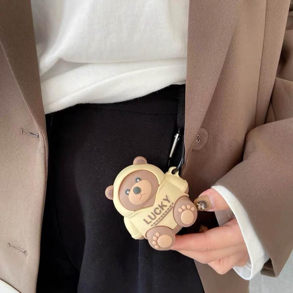 Bao Case Ốp dành cho Airpods 1/2, Airpods Pro gấu mang áo hiphop ngầu silicon 3d cao cấp