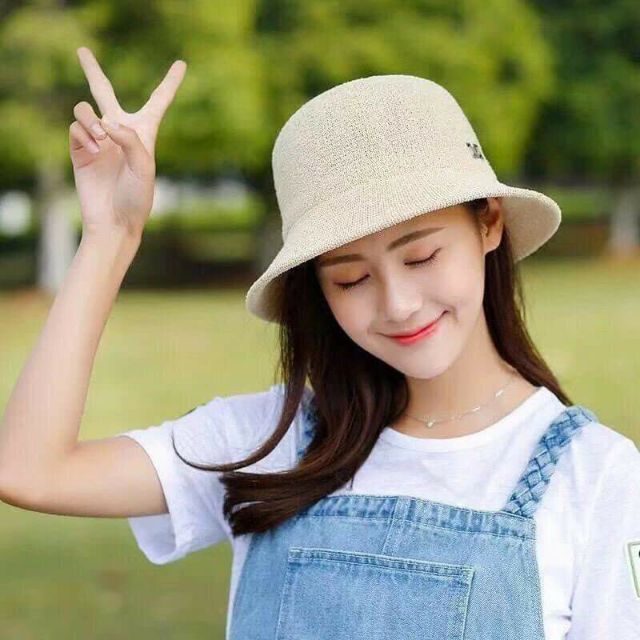 Mũ Cói Chữ M Nữ Phong Cách Hàn Quốc cực đẹp
