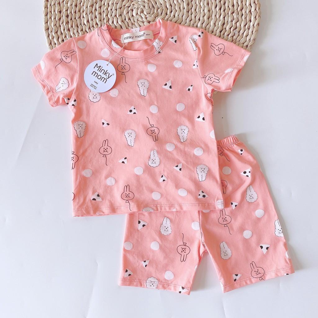 Bộ Cộc Tay Cotton Hàng Minky Mom In Toàn Thân Thỏ-Ngựa Trắng Cho Bé