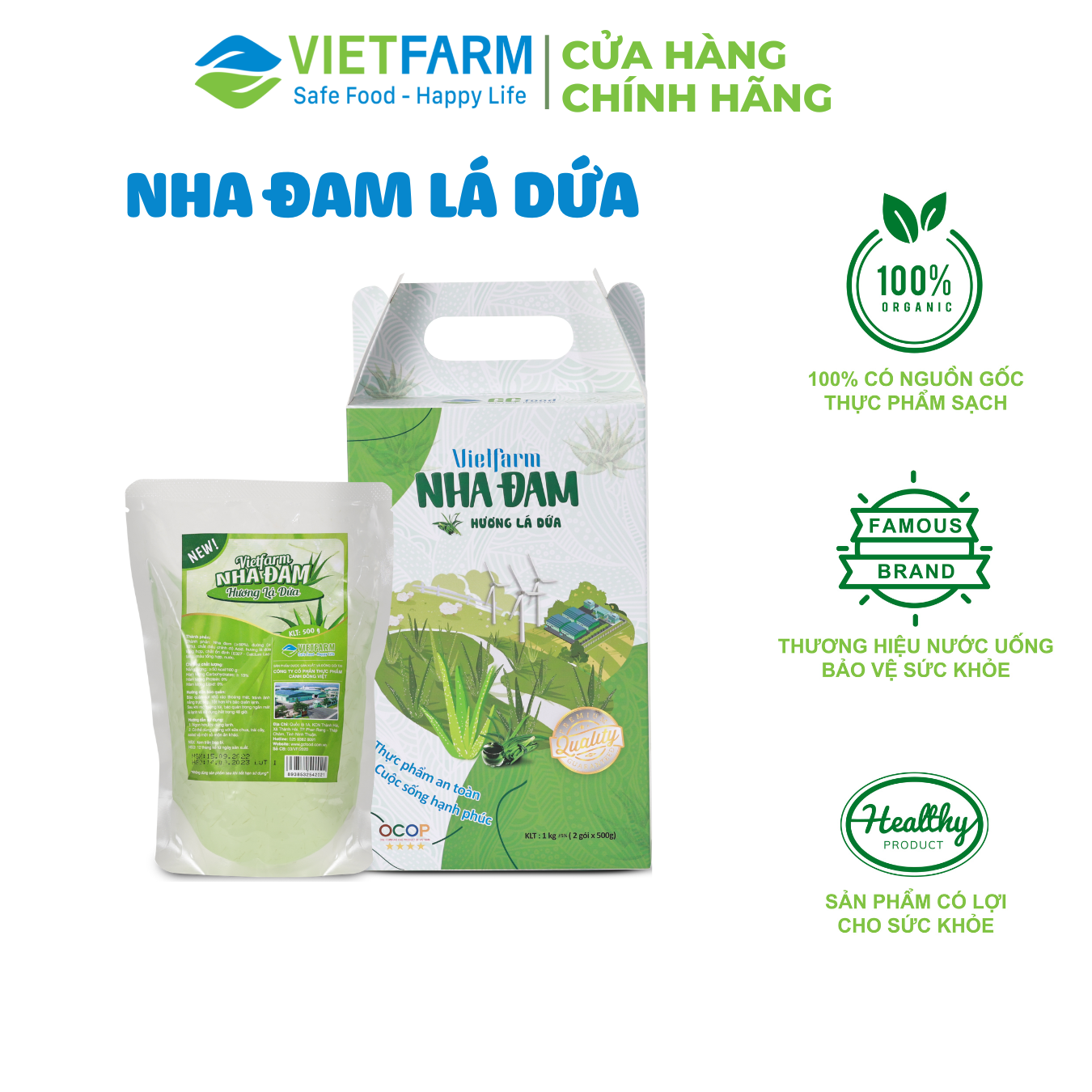 Nha đam hương dứa Vietfarm hộp 1kg