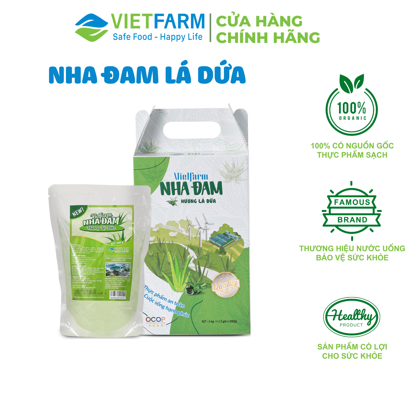 Nha đam hương lá dứa túi 500g