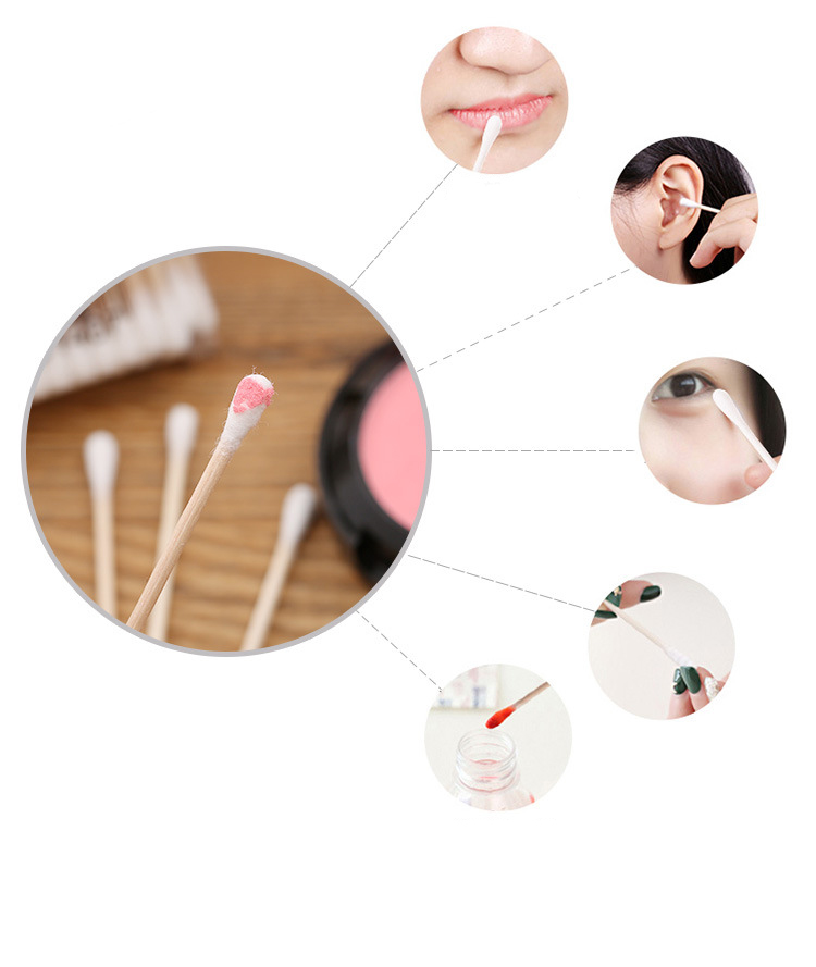 Tăm bông cán gỗ cứng cáp, thân thiện môi trường, bịch 100 que