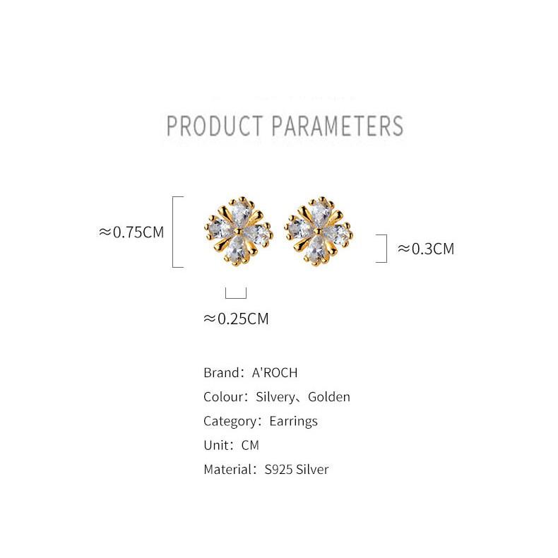 Khuyên tai bạc Ý s925 hoa 4 cánh ngọt ngào G2017 - AROCH Jewelry
