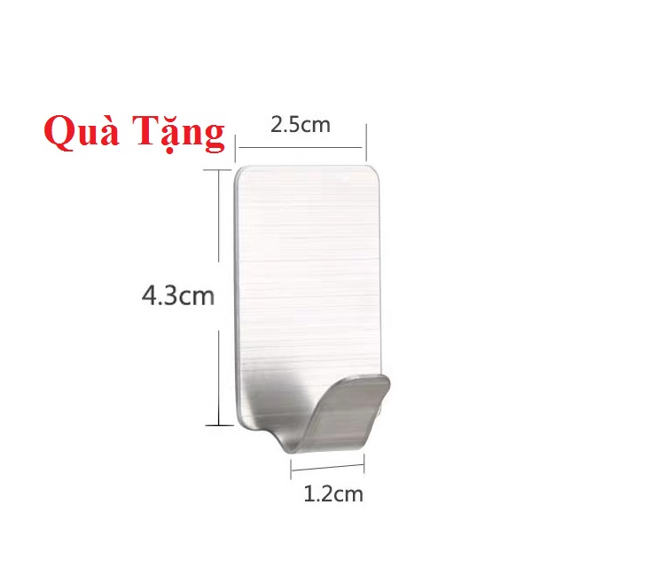 Móc Treo Quần Áo, Thanh INOX SUS304 6 Chấu dán tường sủ dụng keo 3M siêu dính - Tặng 1 Móc Inox dán tường