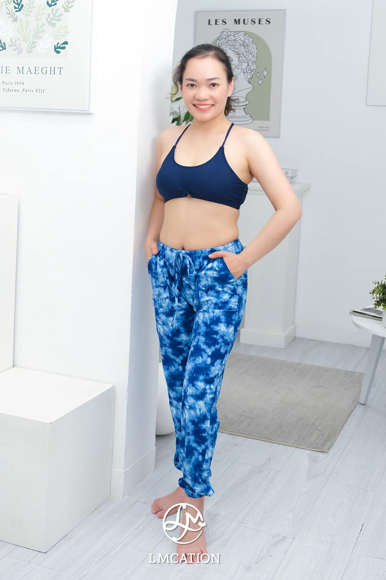 Bộ Đồ Thể Thao Nữ LMcation - Áo bikini Krista & Quần dài đa năng Dana - Màu xanh dương