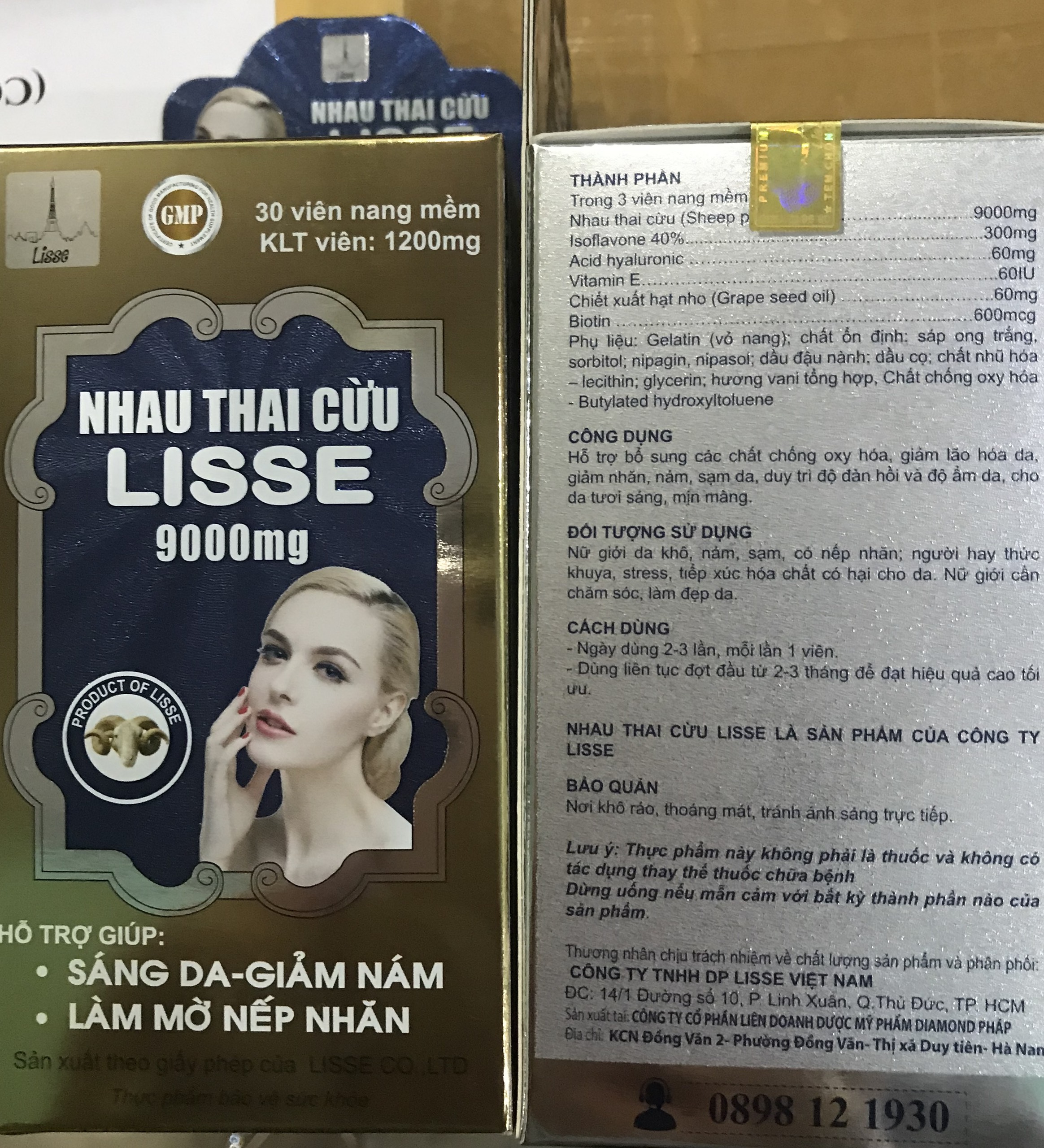 Lisse ￼NHAU THAI CỪU 9000mg - (Hộp 30 viên )- Sáng Da, Mờ Nám , Nếp Nhăn .