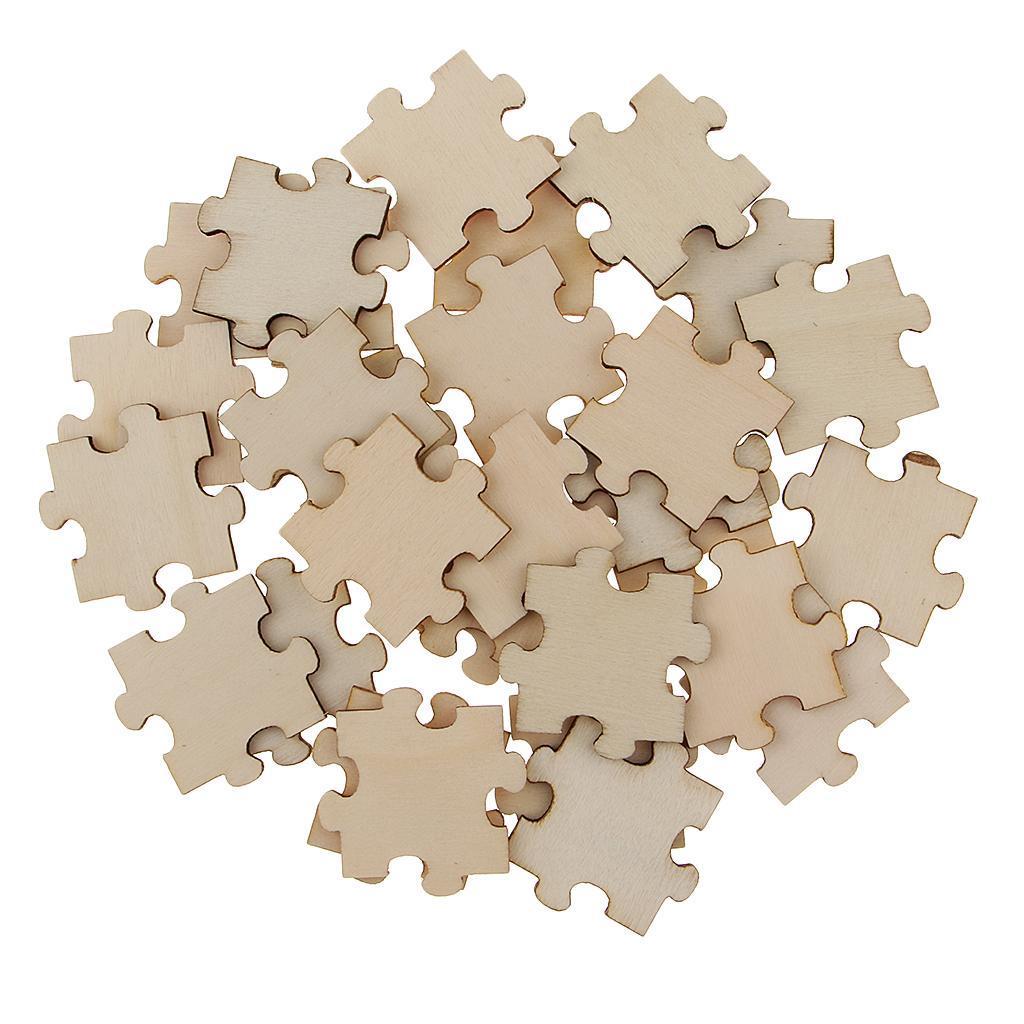 150x Unfinished Wooden Puzzle Pieces Embellish Craft Shape Blank DIY Plaque