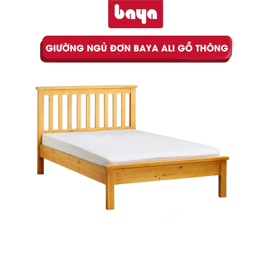 Giường Ngủ BAYA ALI Chất Liệu Gỗ Thông Tự Nhiên Kiểu Dáng Hiện Đại Màu Gỗ Sáng Nhã Nhặn