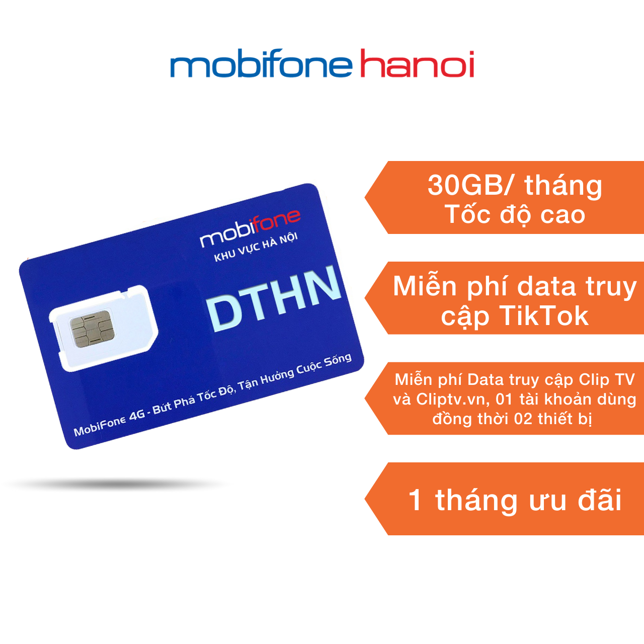 SIÊU SIM DATA DTHN (Sim Data 1 tháng - Sim 4G - Chỉ sử dụng ở HÀ NỘI) - MOBIFONE HÀ NỘI