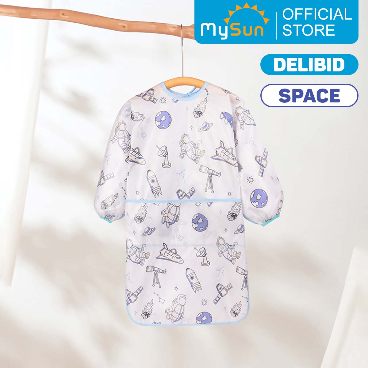 Áo yếm ăn dặm chống thấm Silicone cho bé gái, trai dài tay choàng ghế ăn dặm MySun DeliBib