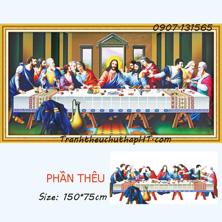 Tranh đính đá - Tranh thêu chữ thập Bữa tiệc ly 150*75cm - Tự đính