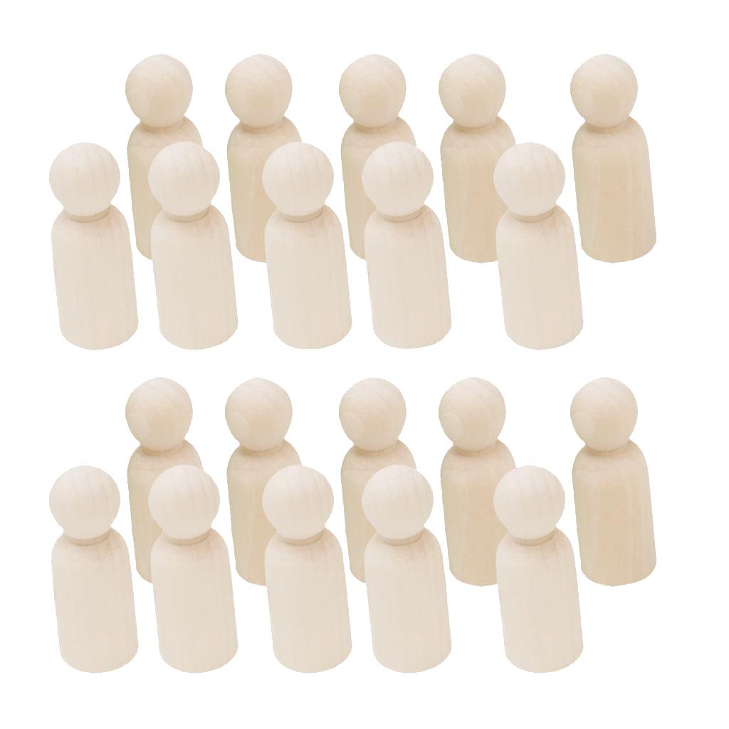 Set 20 Búp Bê Gỗ Màu Trơn Dùng Trang Trí Bánh Kem DIY