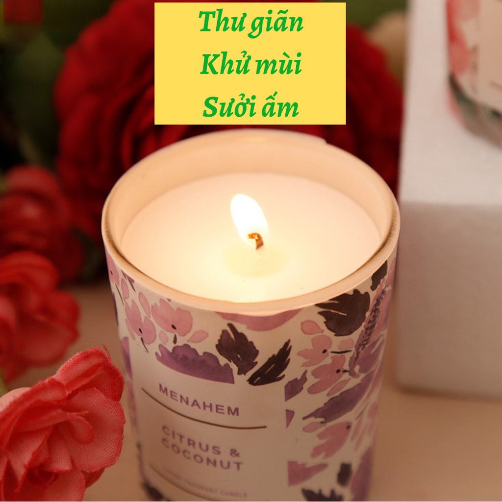 Nến Thơm Phòng Thiên Nhiên Menahem Thư Giãn Không khoi' Candle Cup Thơm Phòng Ngủ Tinh Dầu Thiên Nhiên