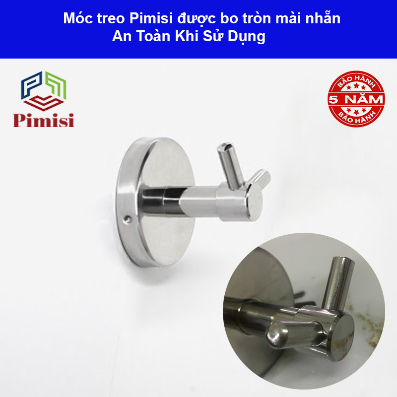 Móc treo đơn Pimisi inox 304 DÁN TƯỜNG dùng để treo quần áo - khăn tắm - phụ kiện - đồ dùng gia đình | Hàng chính hãng