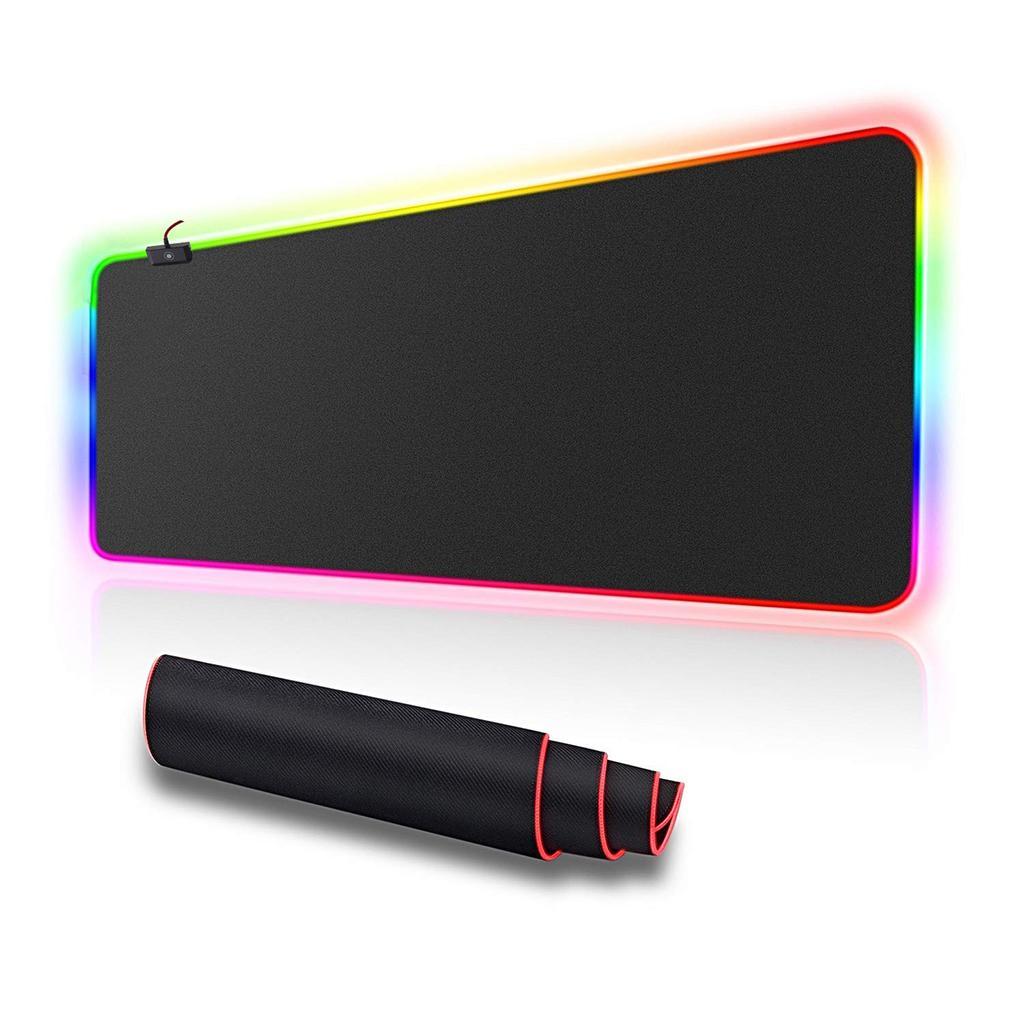 Large RGB LED Lighting Hard Gaming Mouse Pad/Mat Colorful Rubber Base 31x12"