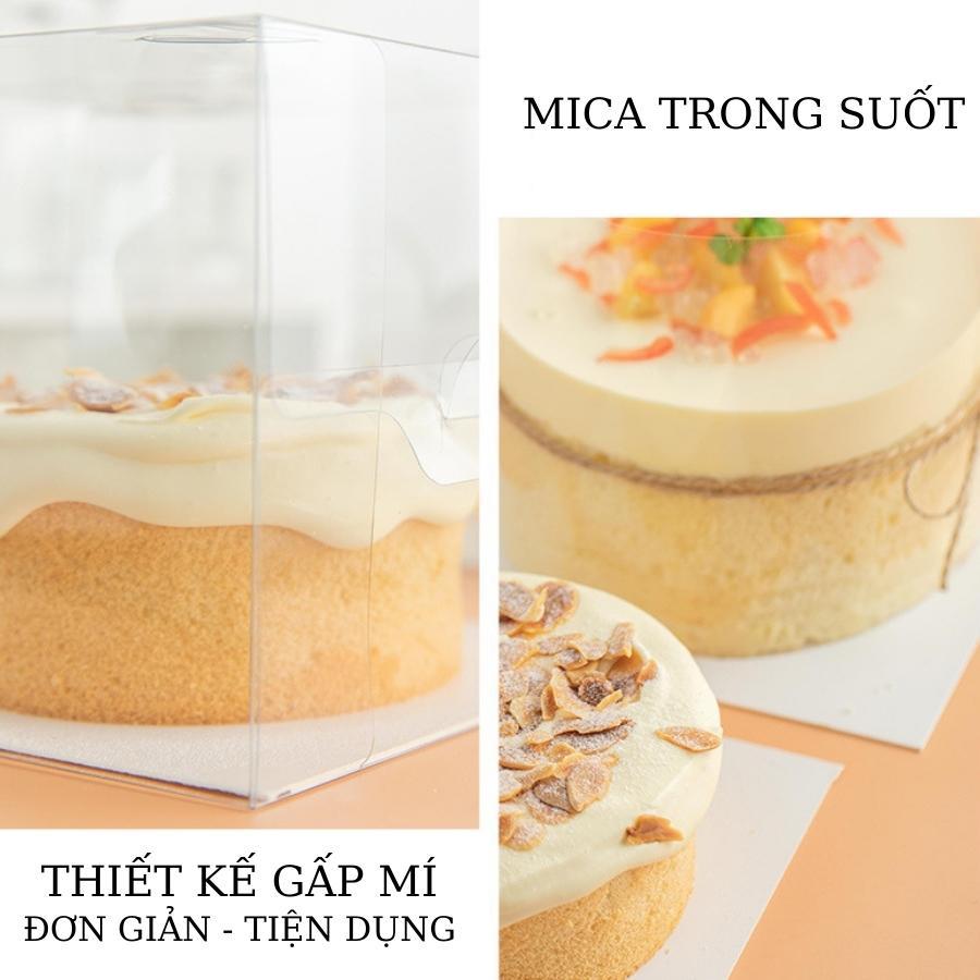 Hộp Bánh Kem Mica Trong Suốt 4 Inch KT 14*14*14CM - HOPBK4IN