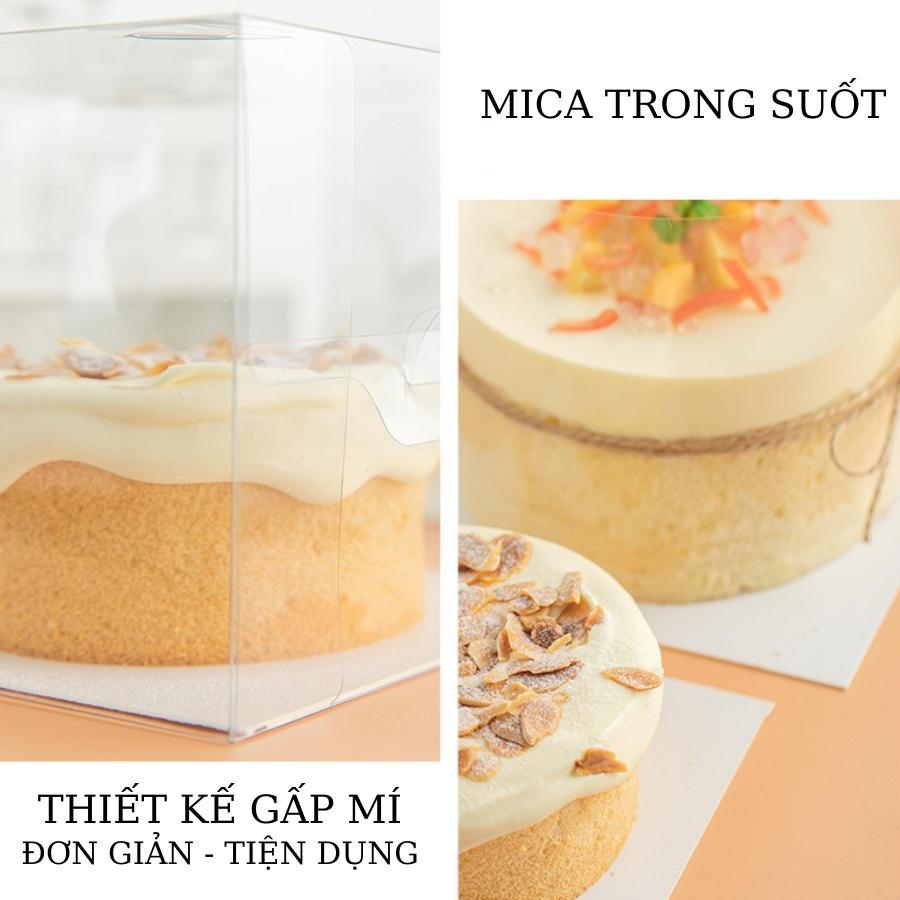 Hộp Đựng Bánh Kem Gato Sinh Nhật Mica Hình Vuông đáy 25x25 CM Phụ kiện Trang Trí Trong Suốt - HOPBK8IN