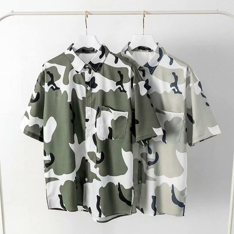 Áo Sơ Mi Nam Ngắn Tay Họa Tiết Rằn Ri 2 Màu