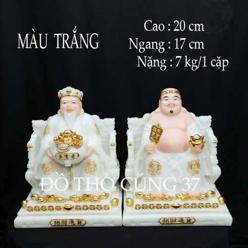 [ Cao 20 cm ] TƯỢNG THẦN TÀI  THỔ ĐỊA  MÀU TRẮNG  - BỘT ĐÁ CAO CẤP - HÀNG NHẬP KHẨU