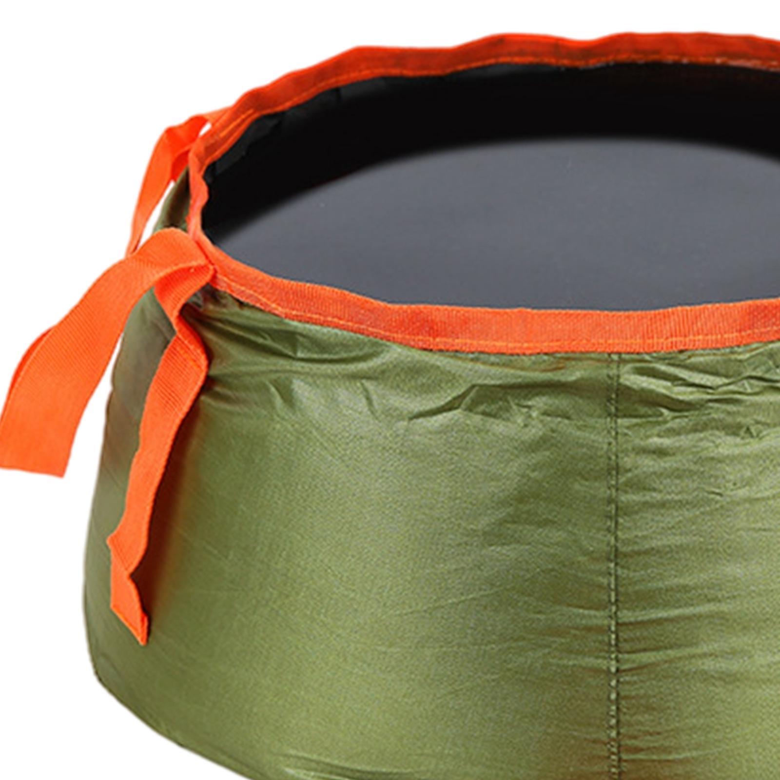 Collapsible Bucket Foldable for Camping with Bag Wash Basin Green