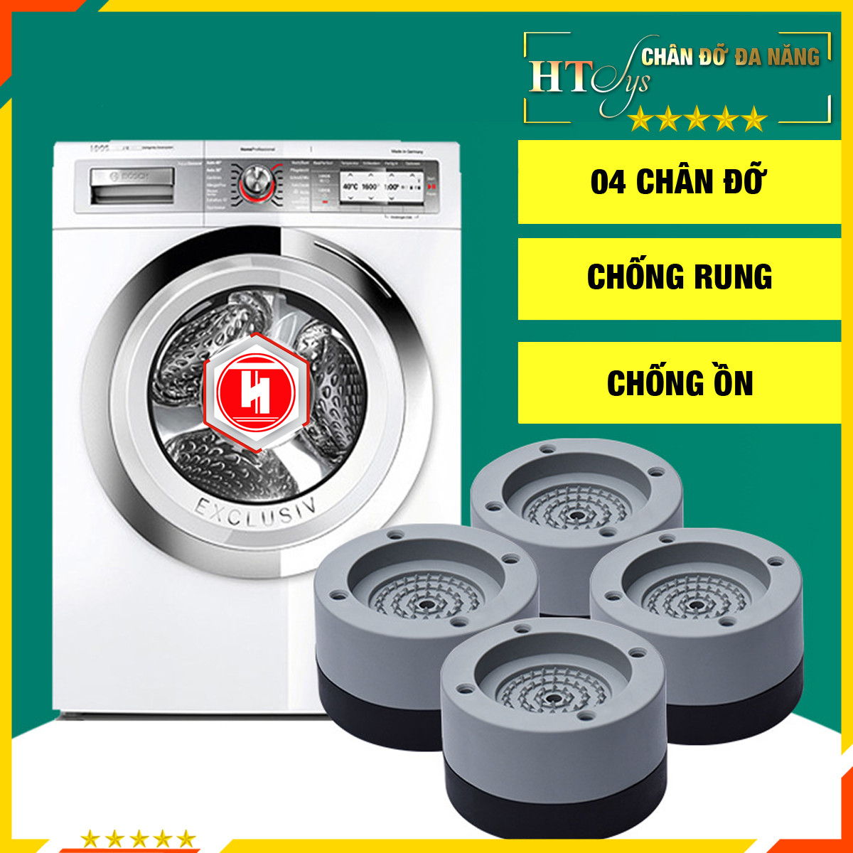 Bộ 04 chân đế cao su đa năng - HT SYS - Đế chống rung máy giặt - Đế chống ồn máy giặt, máy sấy,tủ lạnh, bàn ghế - Giao màu ngẫu nhiên | Tiki