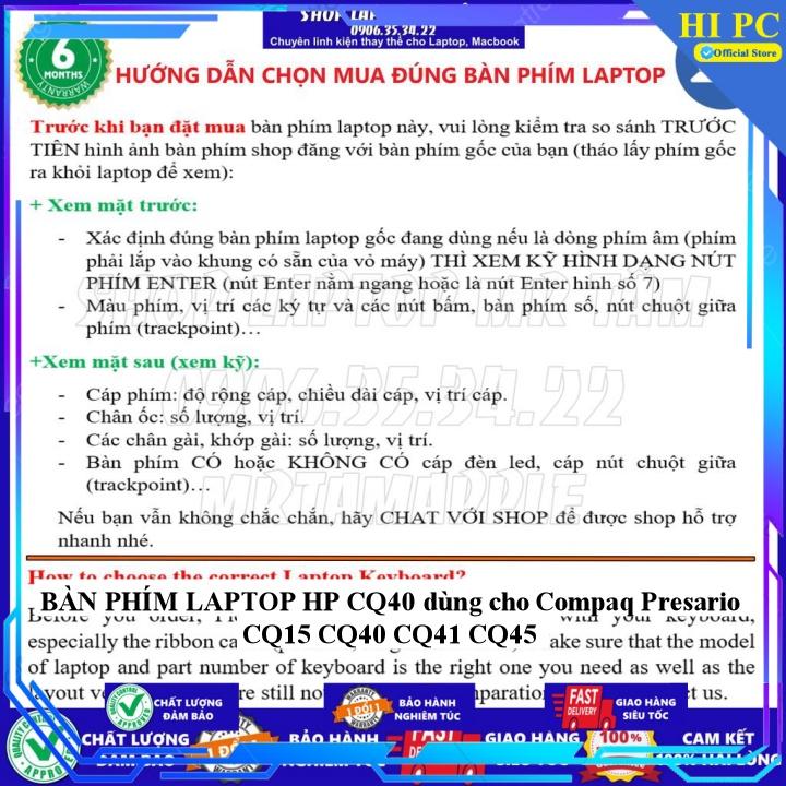 BÀN PHÍM LAPTOP HP CQ40 dùng cho Compaq Presario CQ15 CQ40 CQ41 CQ45 - Hàng Nhập Khẩu