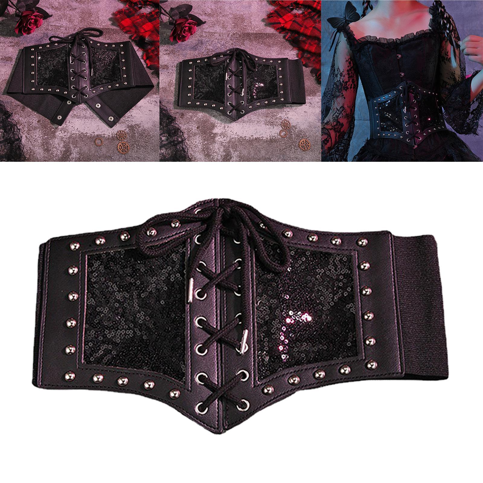 Women's Elastic Stretchy Wide Waist  Belt Fashion Dress Waistband Brown