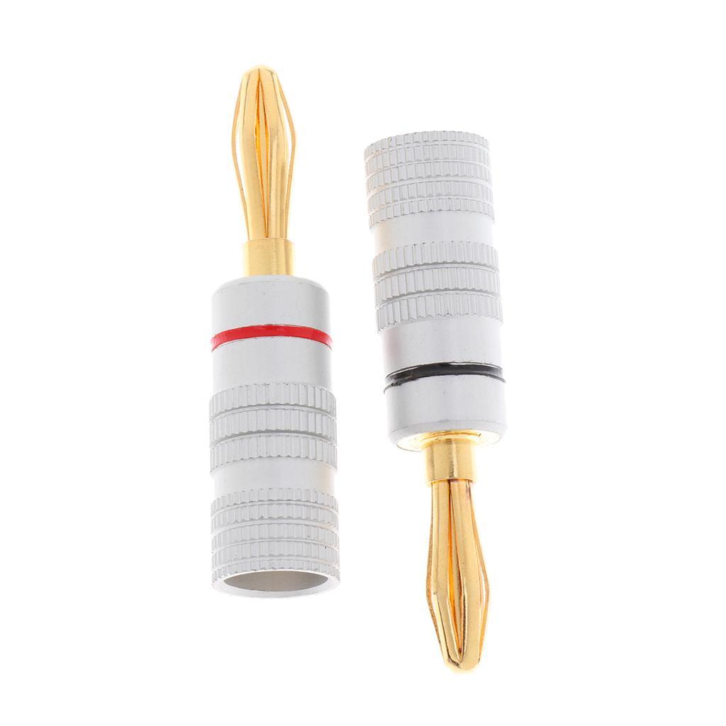 2pcs Banana Audio Jack Connector Audio Connector With 24k Double Screw Lock