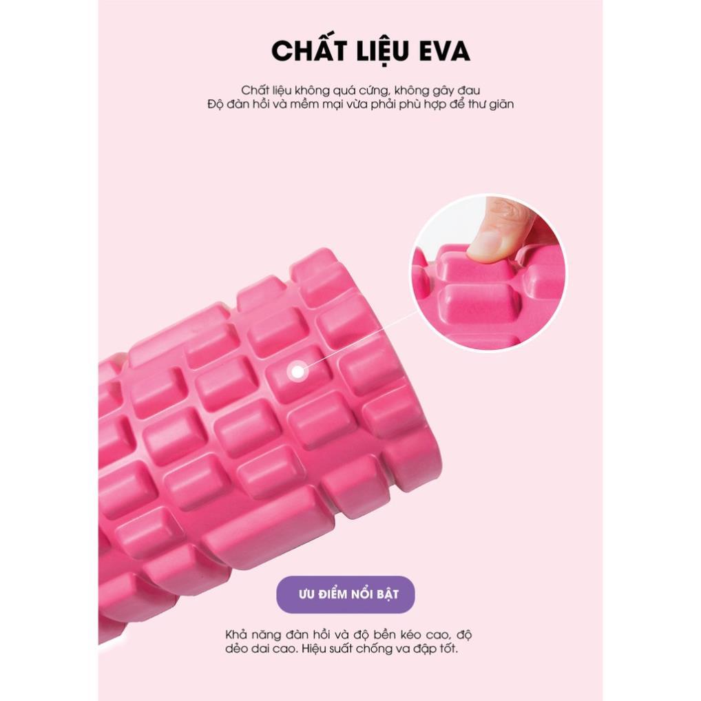 Con Lăn Foam Roller Massage, Hỗ Trợ Tập Yoga, Gym Tại Nhà - Kích thước 30 cm - Giao màu ngẫu nhiên