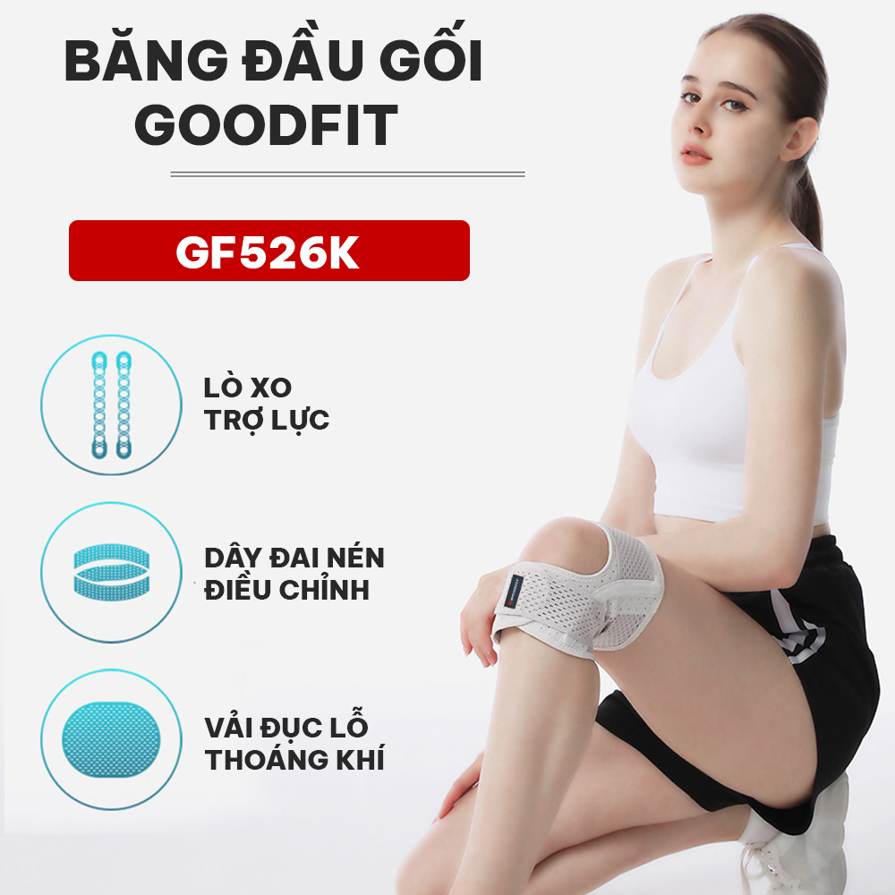 Băng đầu gối chuyên nghiệp GoodFit GF526K thoáng khí, có thể điều chỉnh, hỗ trợ giảm đau khớp