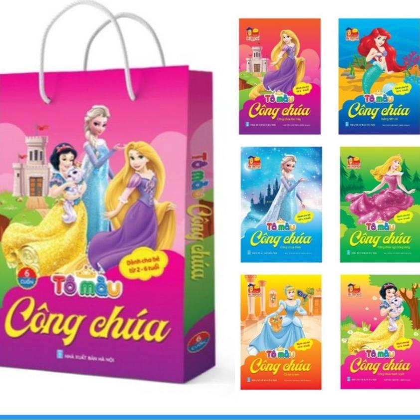 Tô Màu Công Chúa Dành Cho Bé 2 - 6 Tuổi - Túi Gồm 6 Cuốn