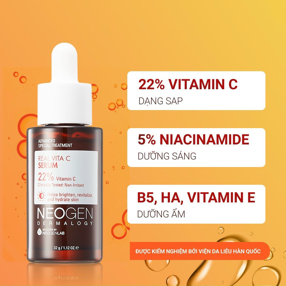 Siêu Tinh Chất Xoá Thâm Dưỡng Trắng Da Vitamin C SAP Neogen Dermalogy Real Vita C Serum 32g