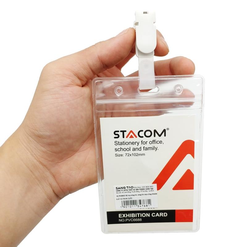 Bảng Tên Nhựa Dọc Có Kẹp - Stacom ID-PVC8802