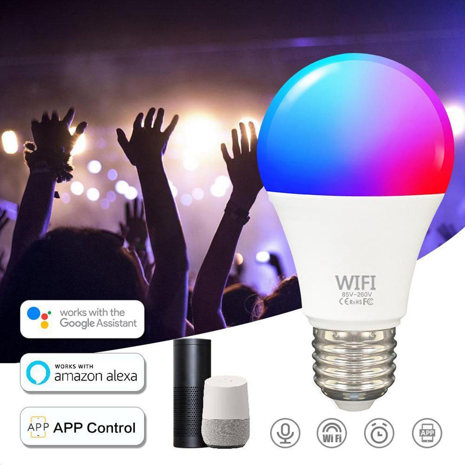 WiFi Smart Light Bulbs Dimmable LED E27 Control/Google Home/Alexa