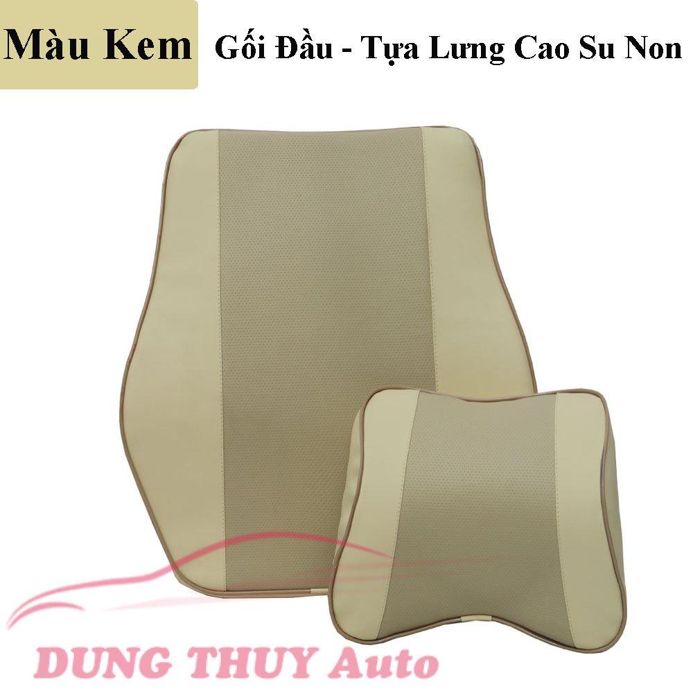 Gối Tựa Lưng Ô Tô Cao Su Non Bọc Da Cao Cấp , Gối Tựa Đầu Dùng Cho Xe Ô Tô, gối công thái học chống mỏi, thoáng khí - Be - Da
