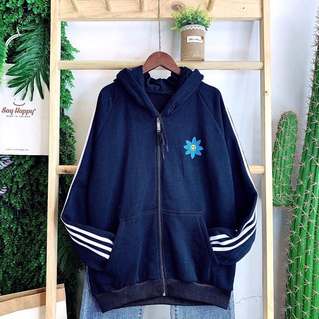 ÁO HOODIE - ÁO KHOÁC NỈ NGOẠI Thêu Sticker Hoa Cúc ( 3 Line Hoa Cúc - Ảnh Thật)