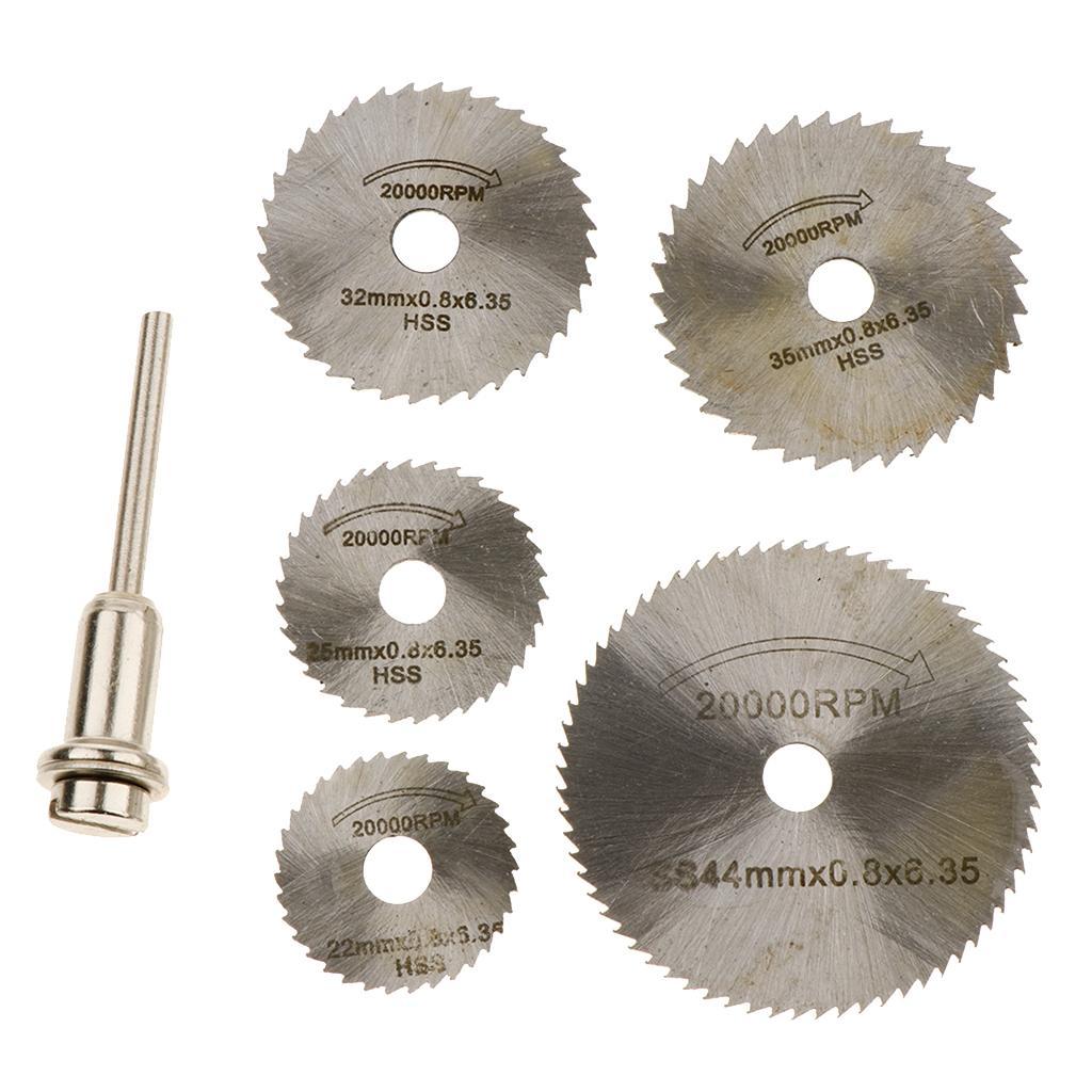 5 Pieces Wood HSS Cutting Discs Wheels 22mm-44mm 3.17mm Mandrel Rotary Tool