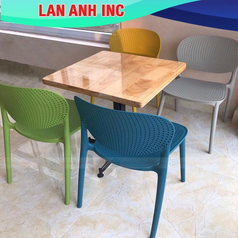 Ghế nhựa cafe văn phòng bàn ăn cao cấp đúc nguyên khối tựa lưng cao xếp chồng giá rẻ LA1007