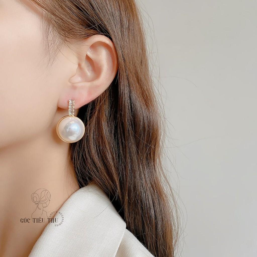 Bông Tai Bạc s925 Đính Đá Ngọc Trai Nhân Tạo Kiểu Rơi Dưới Tai Cho Nữ - HT003