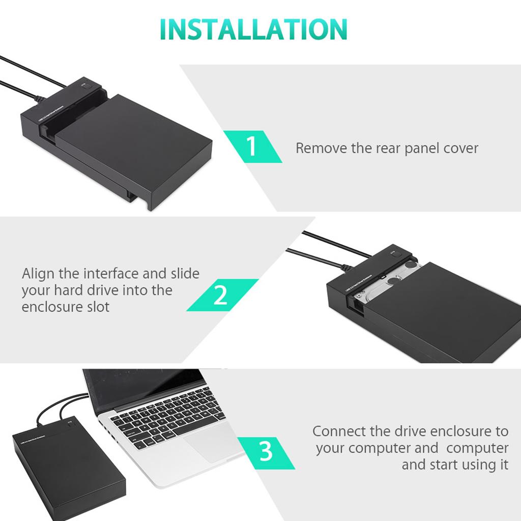 2.5"/3.5'' Hard Drive External Enclosure Docking Station SATA to USB 3.0 HDD/SSD