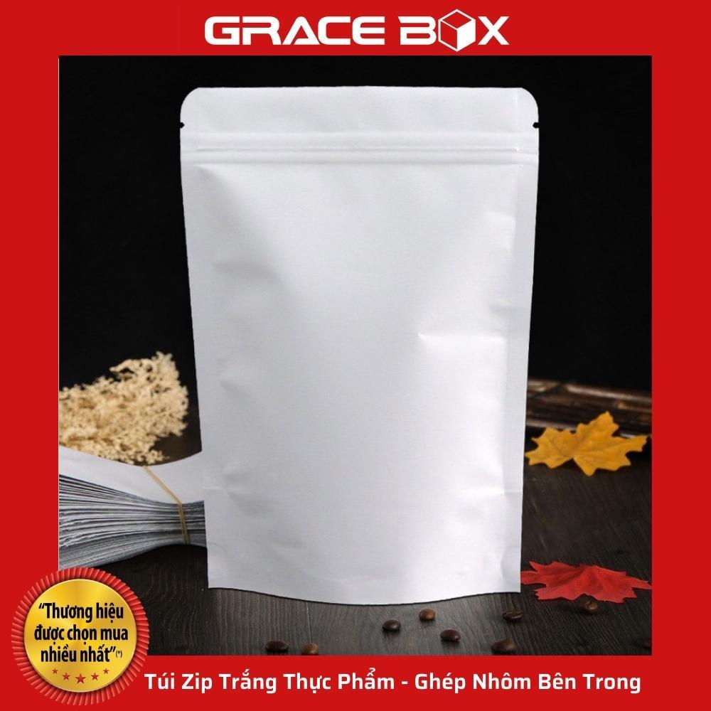 Túi Zip Trắng Thực Phẩm - Ghép Nhôm Bên Trong Bảo Vệ Thực Phẩm Chống Mốc - Siêu Thị Bao Bì Grace Box