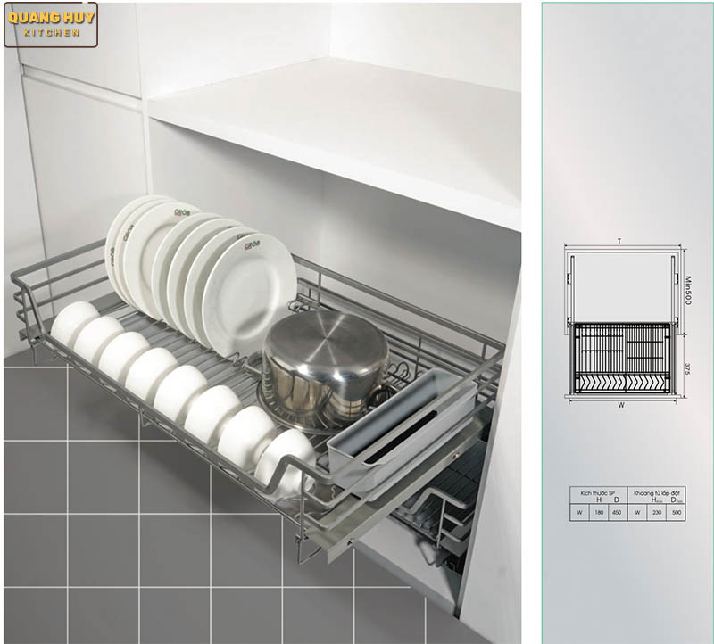 Giá bát đĩa tủ dưới inox sơn Nano bảo hành 10 năm không han gỉ thương hiệu Grob