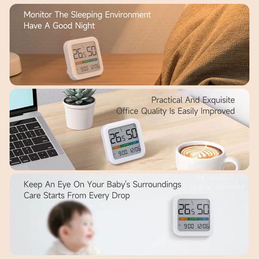 Đồng Hồ Đo Nhiệt Độ Và Độ Ẩm Tự Động Xiaomi Youpin Miiiw Với Thời Gian / Ngày / Nhiệt Độ / Độ Ẩm / Đồ Họa