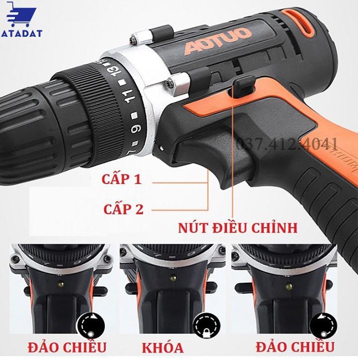 Máy khoan dùng pin Aotuo 12V, Khoan, bắn vít, vặn vít 100% Lõi đồng - Có đảo chiều, Máy Bắt vít AOTUO 12V