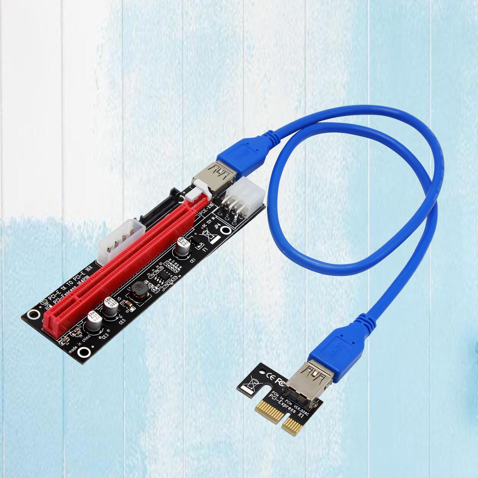 USB3.0 PCI-E Express 1x To16x Extender Riser Card for Mining-Blue
