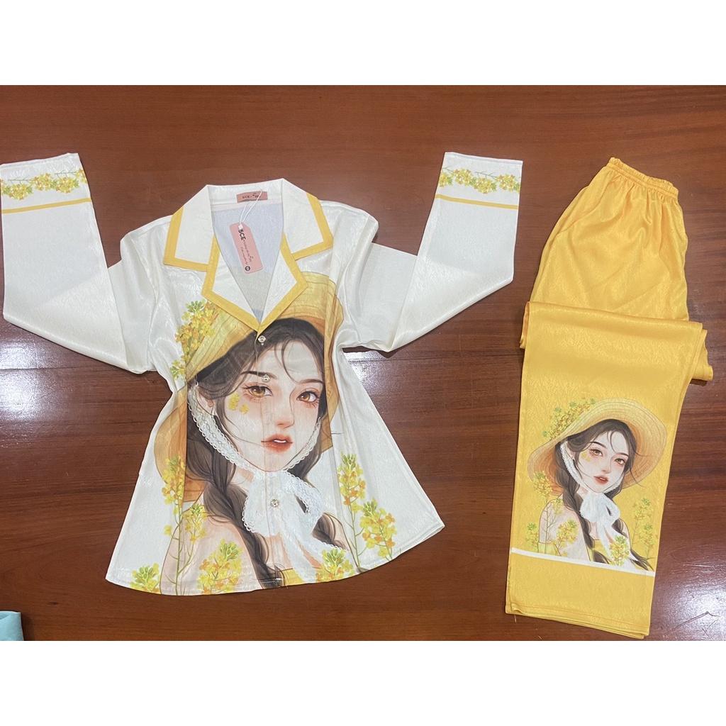 Đồ Bộ Pyjama lụa xước ánh kim cao cấp chuẩn loại 1