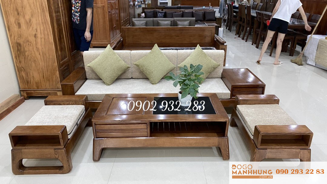 Bộ sofa gỗ sồi 4 món nhỏ xinh M05