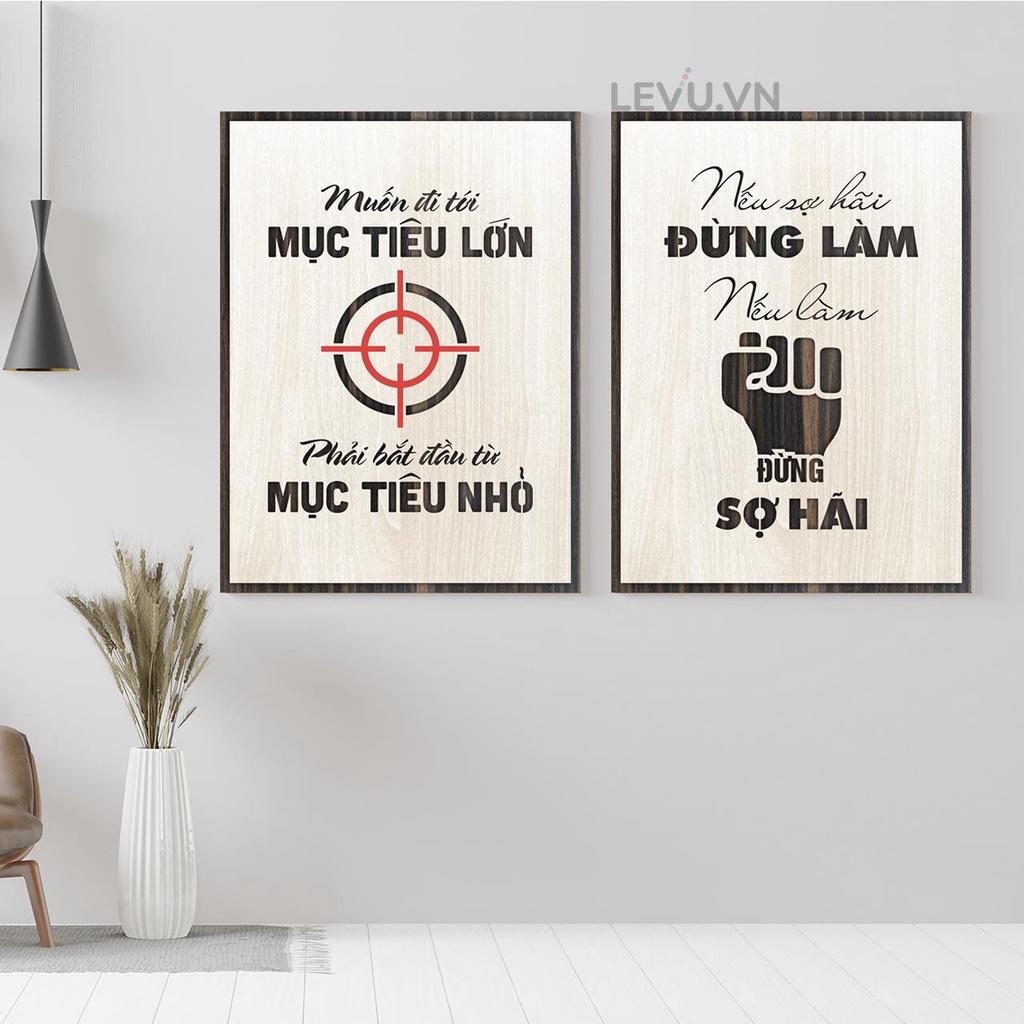 Bộ 2 Tấm Tranh Slogan Decor Gỗ nghệ thuật khổ lớn 40x55cm